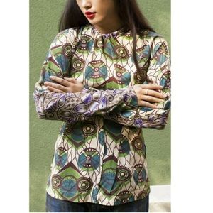 MARNI x H&M sz 6 gorgeous 2 print silk, reversible necktie blouse, rare bohemian